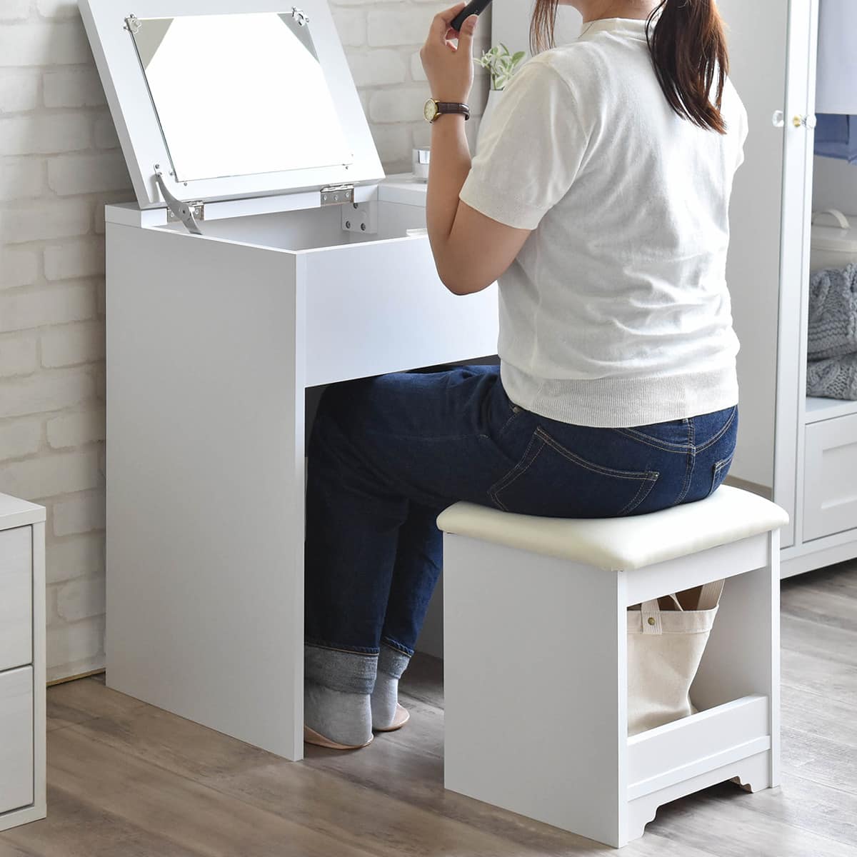 一台二役のドレッサーデスク(70-80D WH) | ニトリネット【公式】 家具