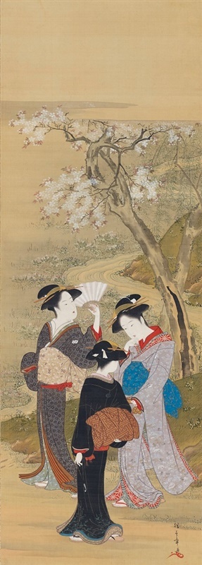 完璧な構図 勝川春章「桜下三美人図」 「肉筆浮世絵」展㊤｜【西日本