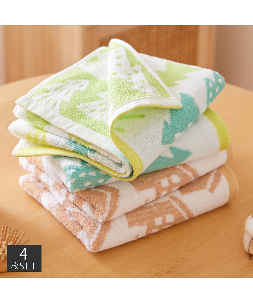 無撚糸カームライフフェイスタオル 2柄4枚セット 通販【ニッセン】