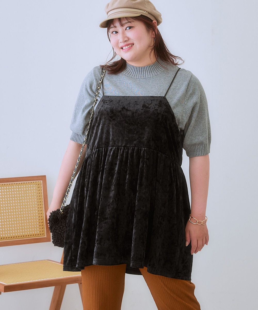 大きいサイズ＞カットベロアキャミソール 通販【ニッセン】