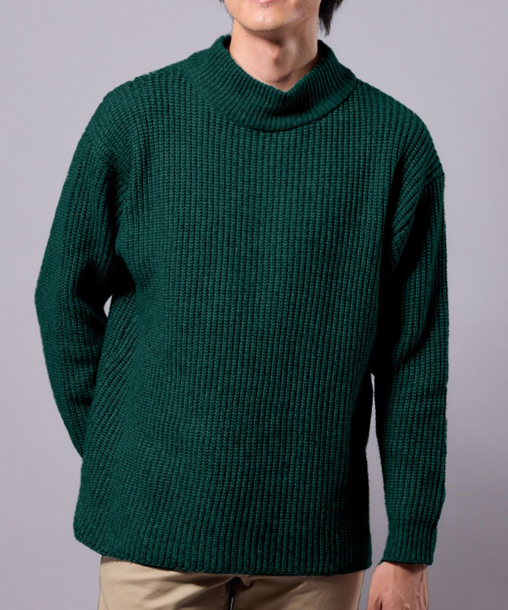 洗える畦編モックネックセーター（5ゲージ） 通販【ニッセン】