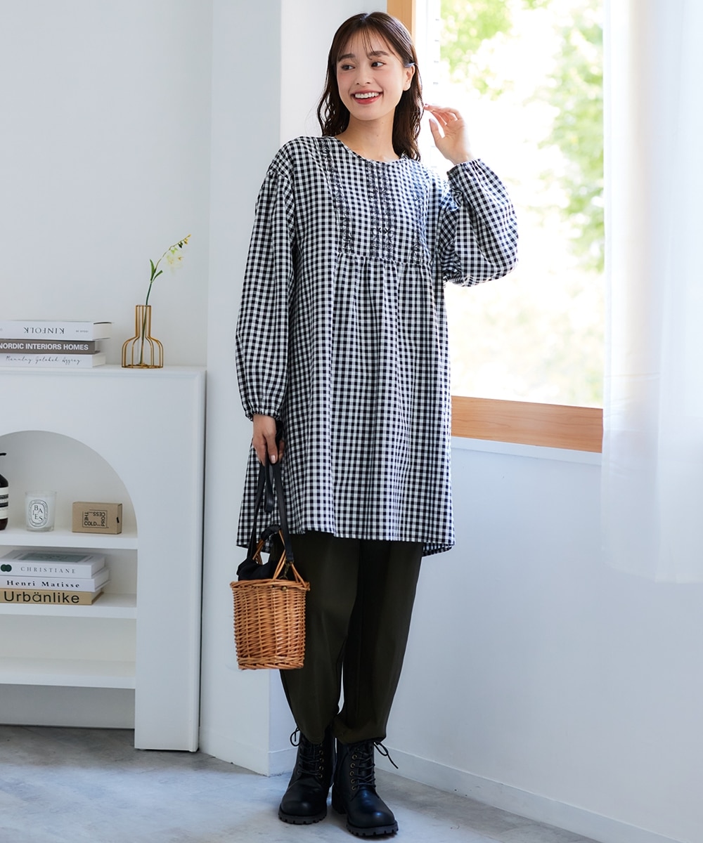 大きいサイズ 刺しゅう使い先染チュニックブラウス 通販【ニッセン】