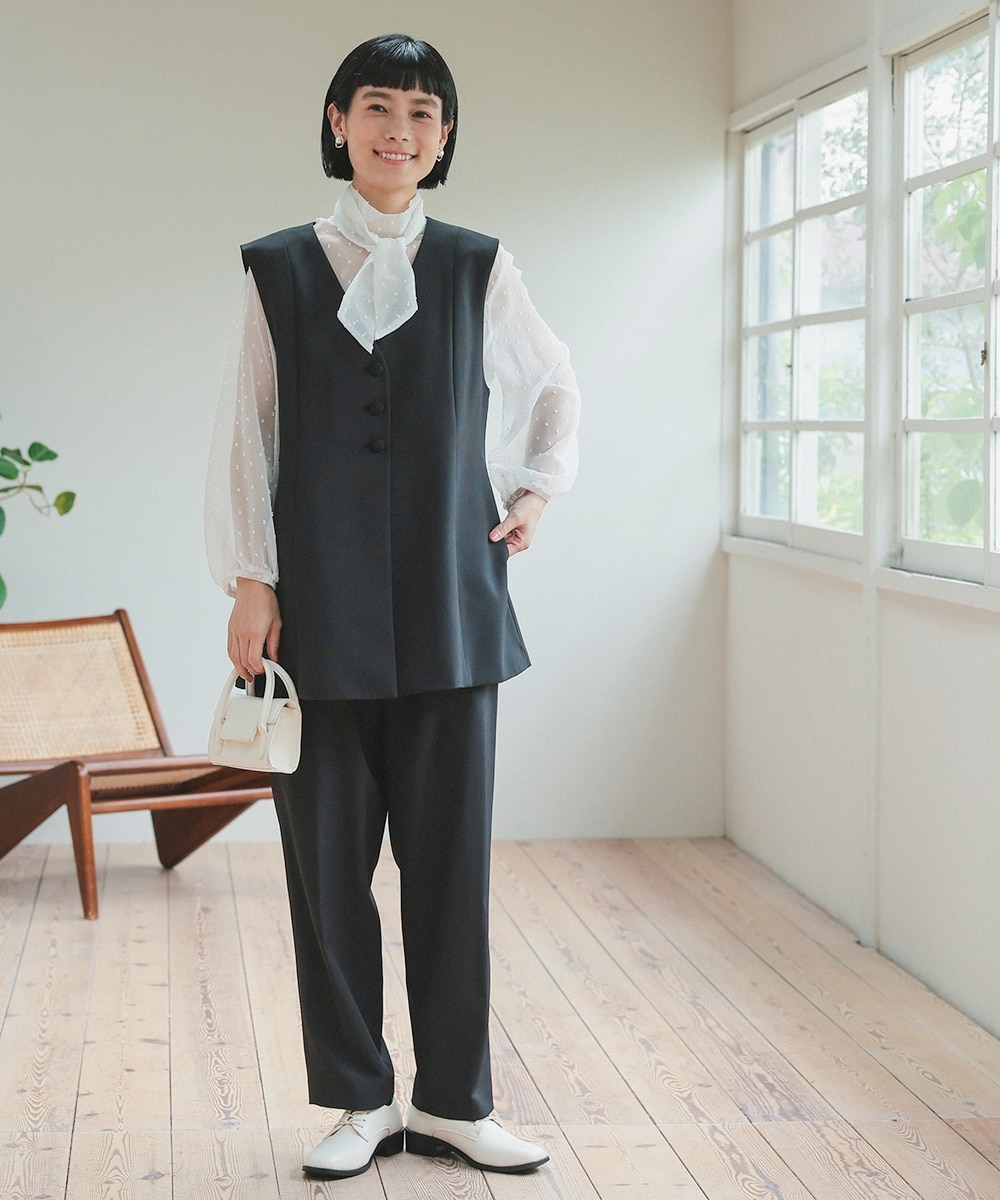 入学式・卒業式・フォーマル】シアードットブラウスナチュラルジレ