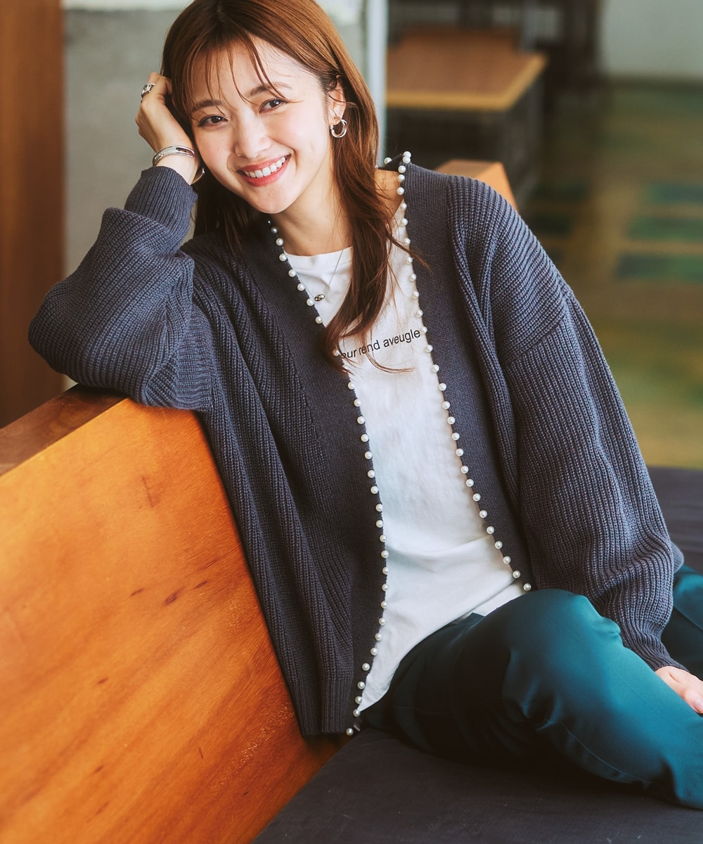 パール調Vネックトッパーカーディガン 通販【ニッセン】
