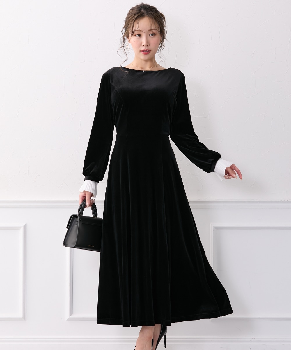 大きい胸専用】るなさんコラボ 袖プリーツベロアワンピ―ス 通販