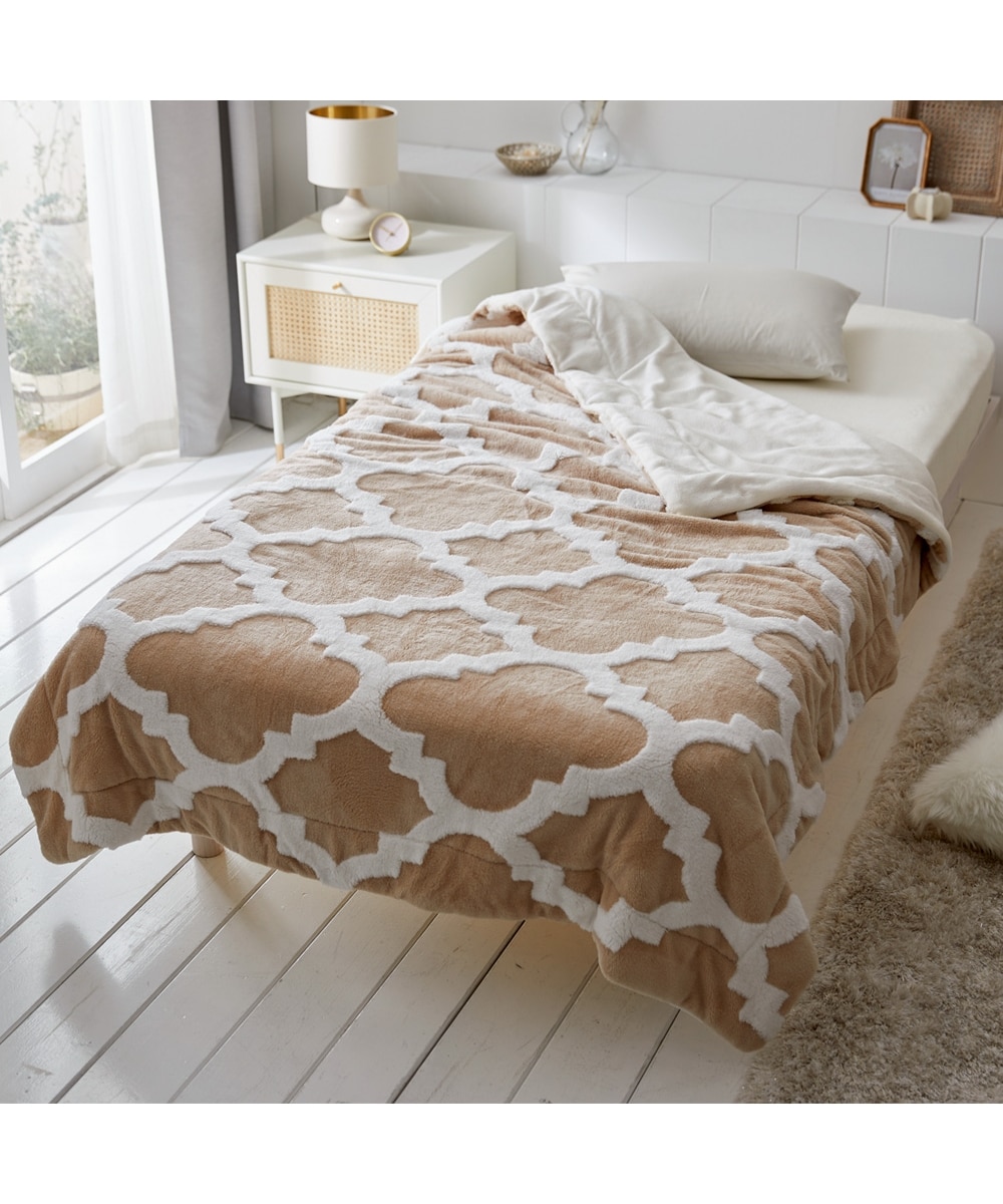 フランネルモロッカン柄×裏マイクロふんわり毛布 通販【ニッセン】