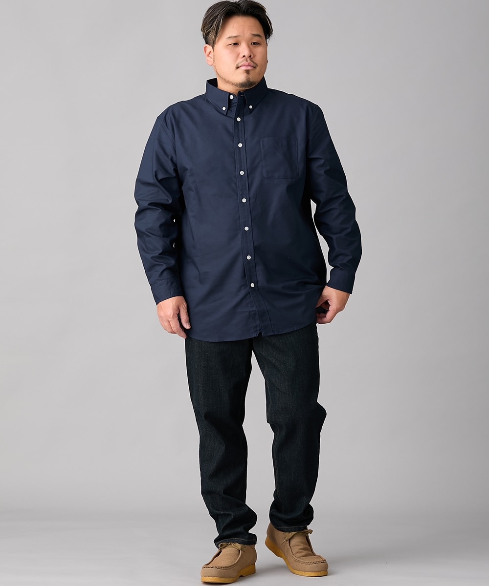 形態安定長袖ボタンダウンオックスフォードシャツ（肩まわり・お腹