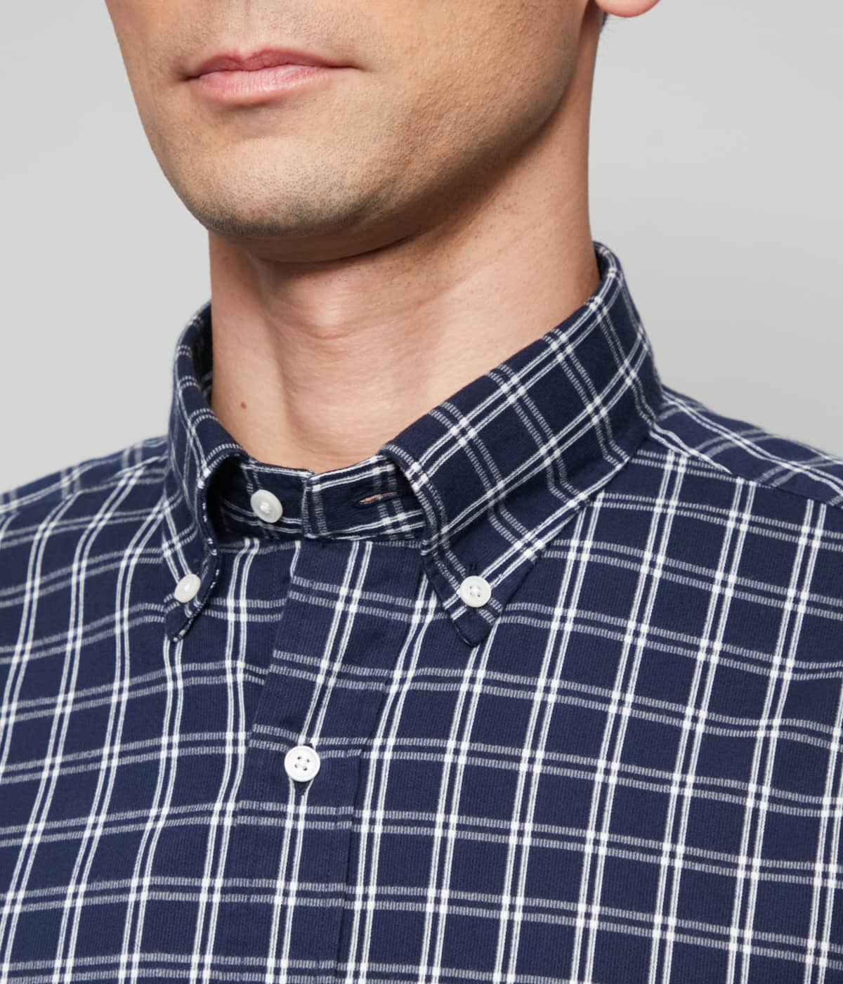 ピケ チェック 長袖ショートボタンダウンシャツ(11763708-2024