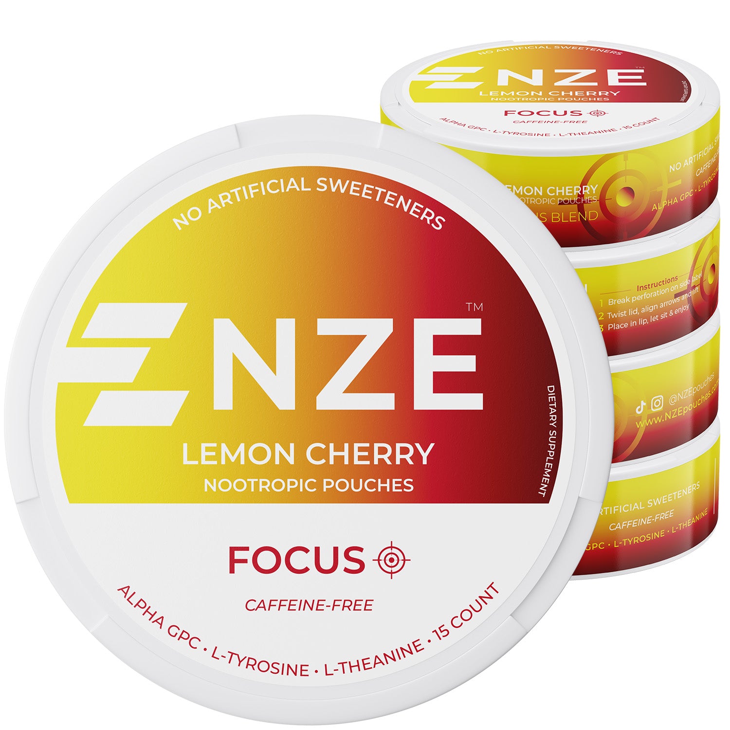 Lemon Cherry Focus Nootropic Pouches | Caffeine Free | 5 Pack