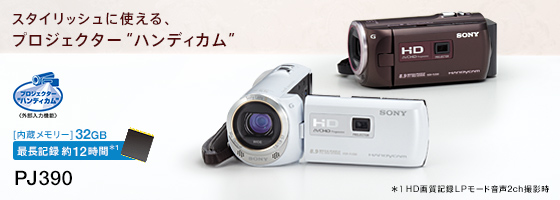 HDR-PJ390 | デジタルビデオカメラ Handycam ハンディカム | ソニー