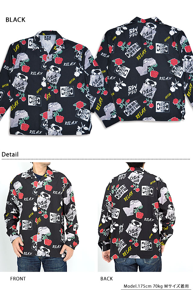 B/W-PDJ RELAXシリーズ 薔薇パンダ総柄プリントシャツ PANDIESTA JAPAN