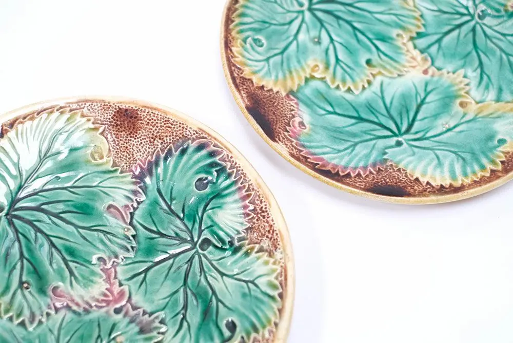 アンティーク バルボティーヌプレート 葡萄の葉 フランスロレーヌの