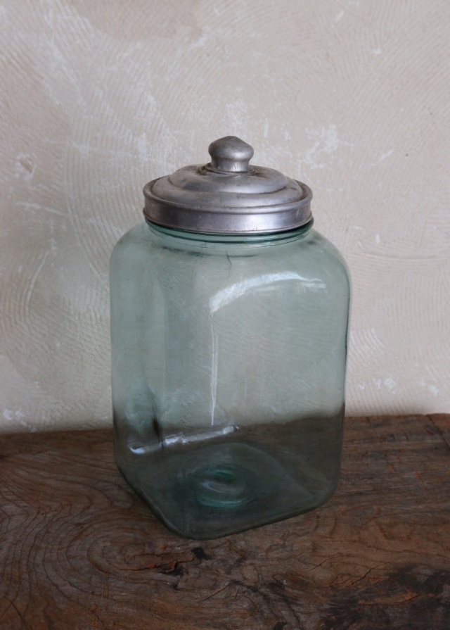 古いガラス瓶 アルミ蓋 保存瓶 古道具 透明ガラス アンティーク ガラス