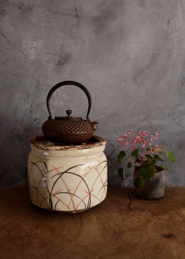 志野焼手あぶり 火鉢 鉢カバー 民藝 絵志野 Antique Sam's Collection