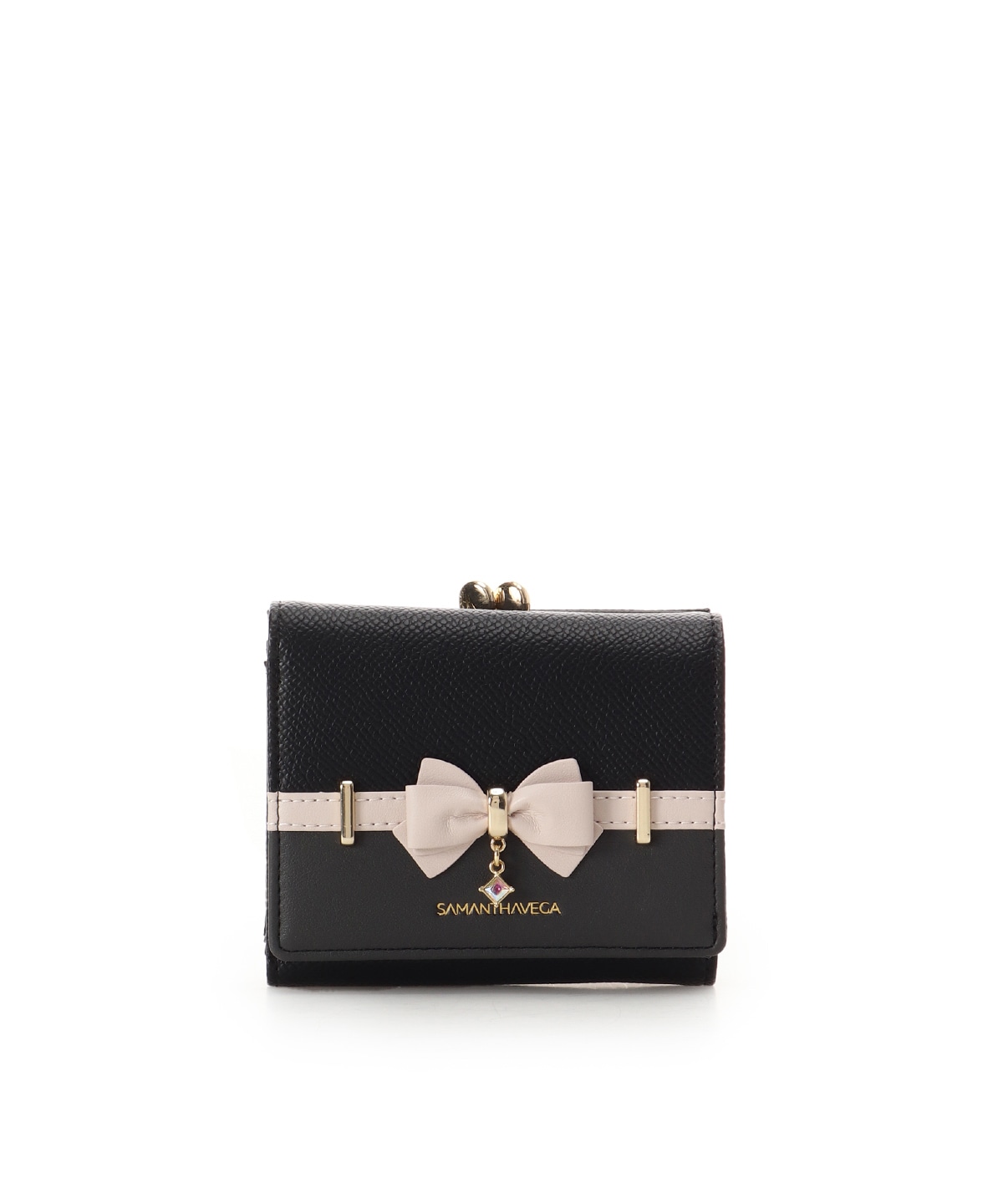 バイカラーアクセントリボン折財布(FREE ブラック): SAMANTHAVEGA