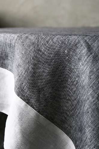 Sarah Graceフレンチリネンテーブルクロス メランジュxホワイト