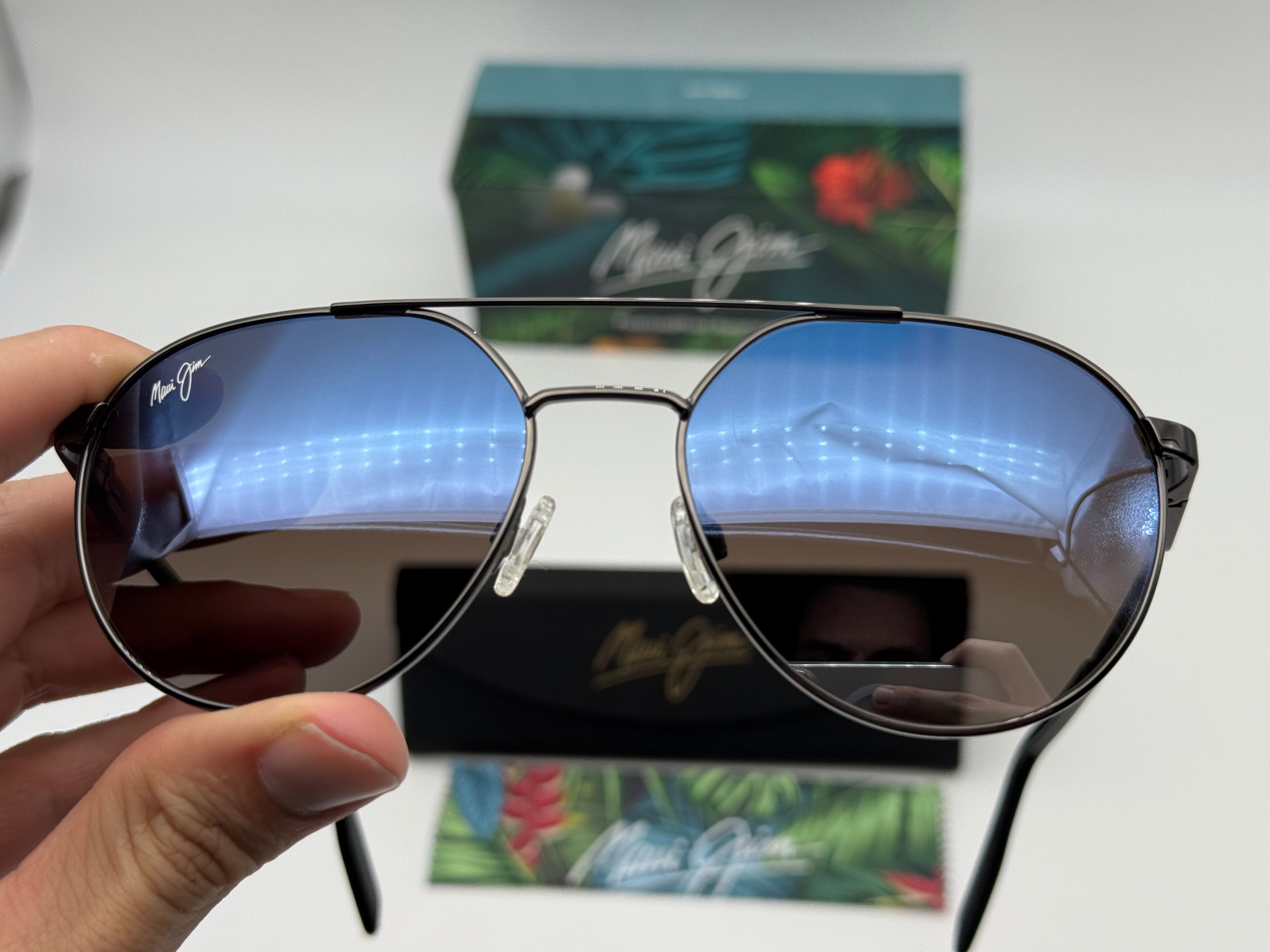 Maui Jim Waterfront 55mm Gray Metal / Dual Mirror Silver to Black