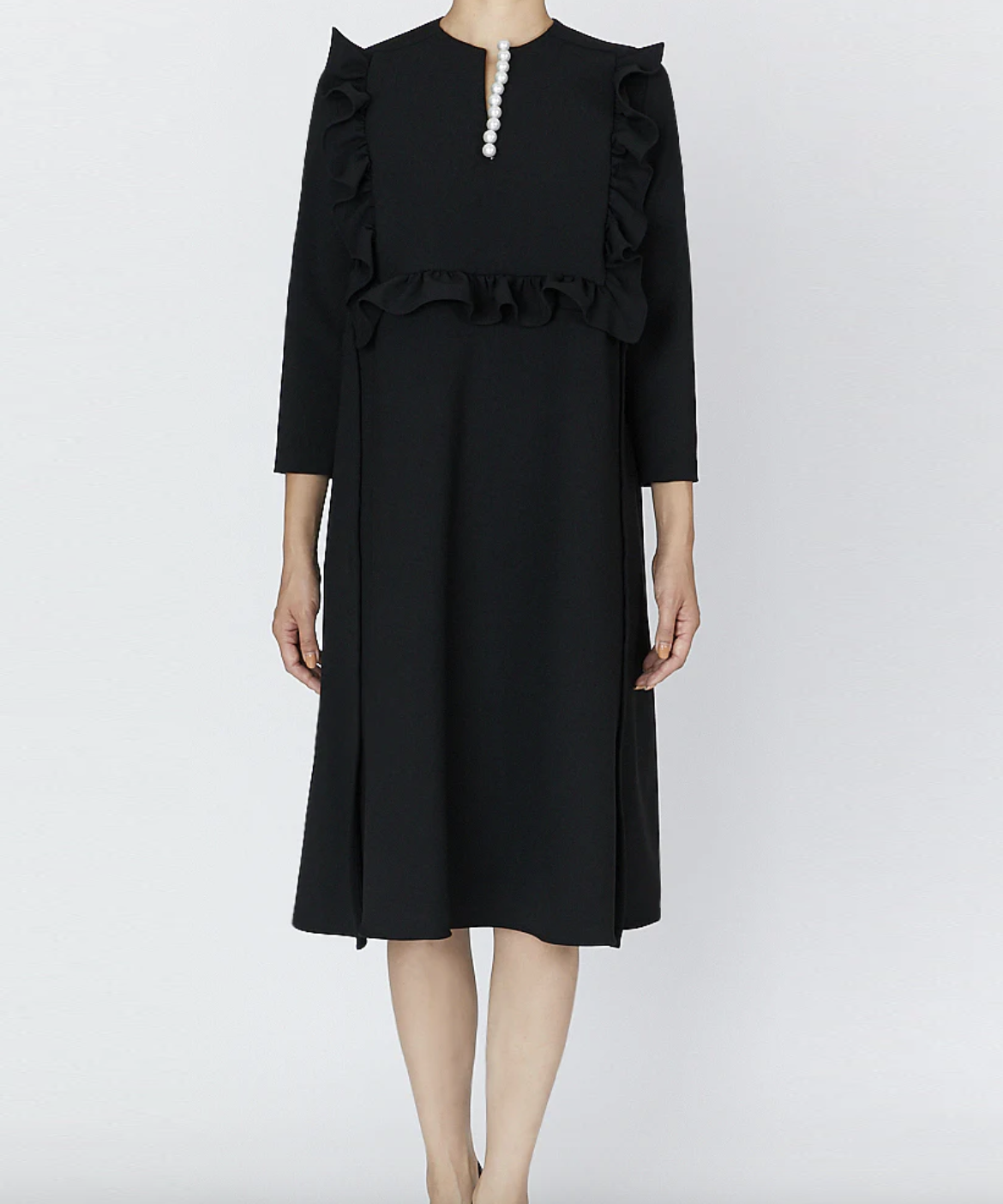 36サイズ】ロングスリーブフリルトリムパールドレス YOKO CHAN（ヨーコ