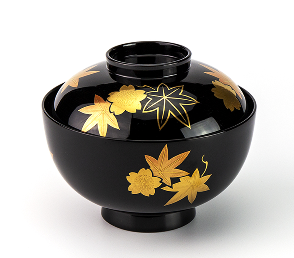 お椀吸物椀-【手描き蒔絵・磨き蒔絵】越前塗 春秋 吸物椀［5客