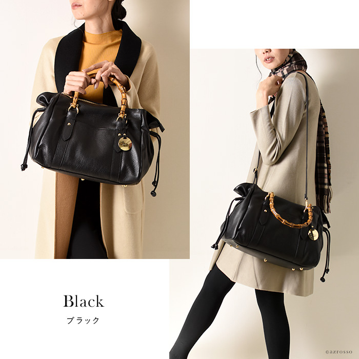 バンブーハンドル バッグ 軽くて沢山はいる 2way ショルダーバッグ