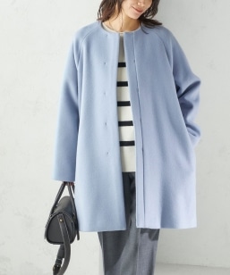 SHIPS Colors:SUPER100 ウール ノーカラー コート◇｜ SHIPS 公式サイト