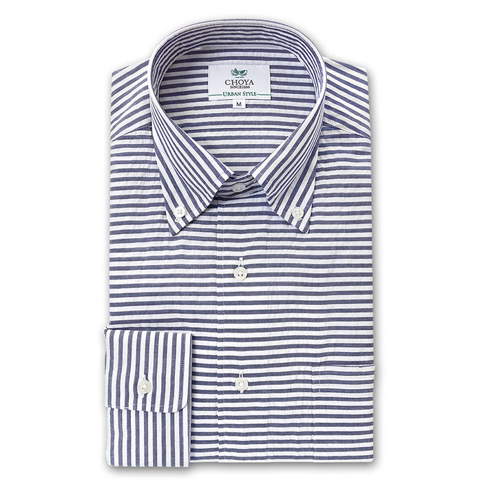 CHOYA URBAN STYLE カジュアルシャツ コットン マリンボーダー シア