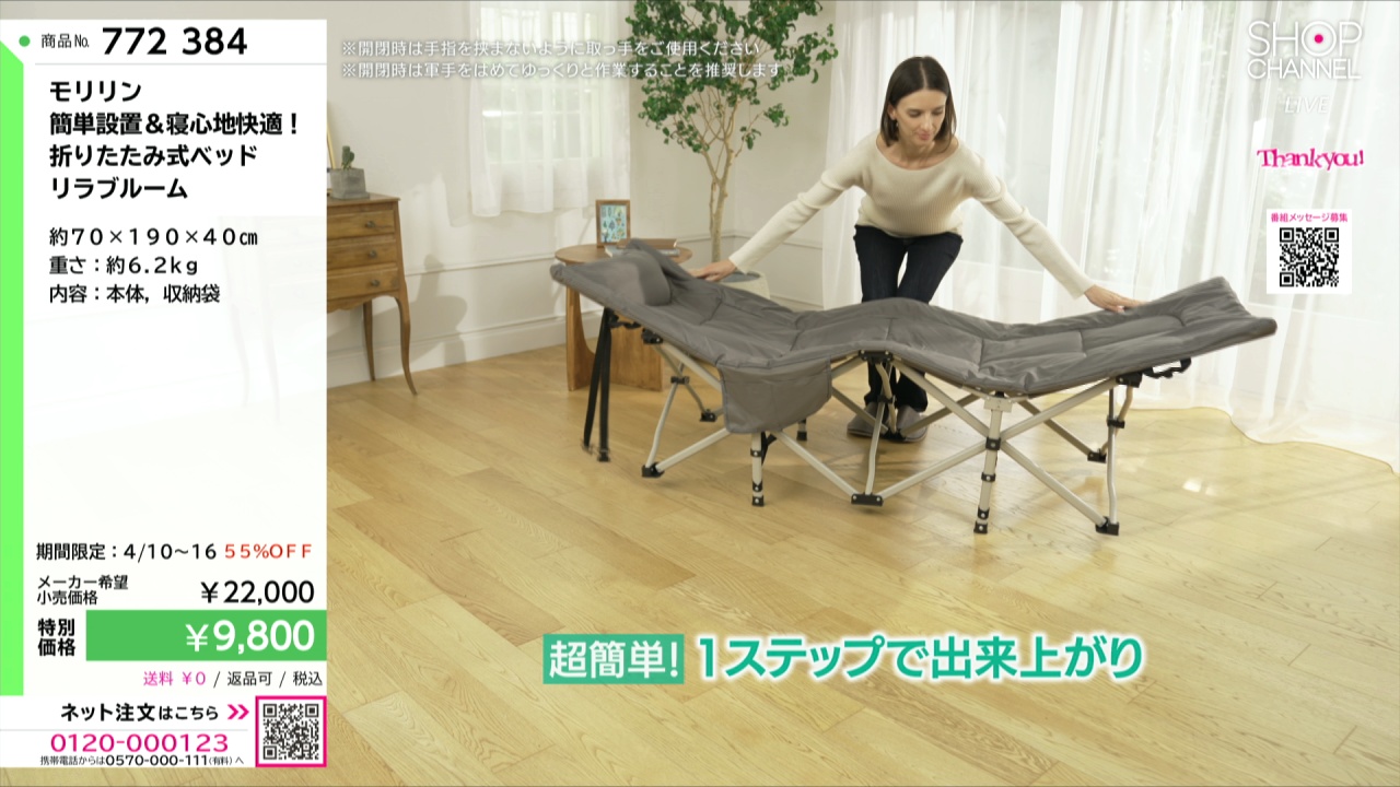 モリリン 簡単設置＆寝心地快適！ 折りたたみ式ベッド リラブルーム