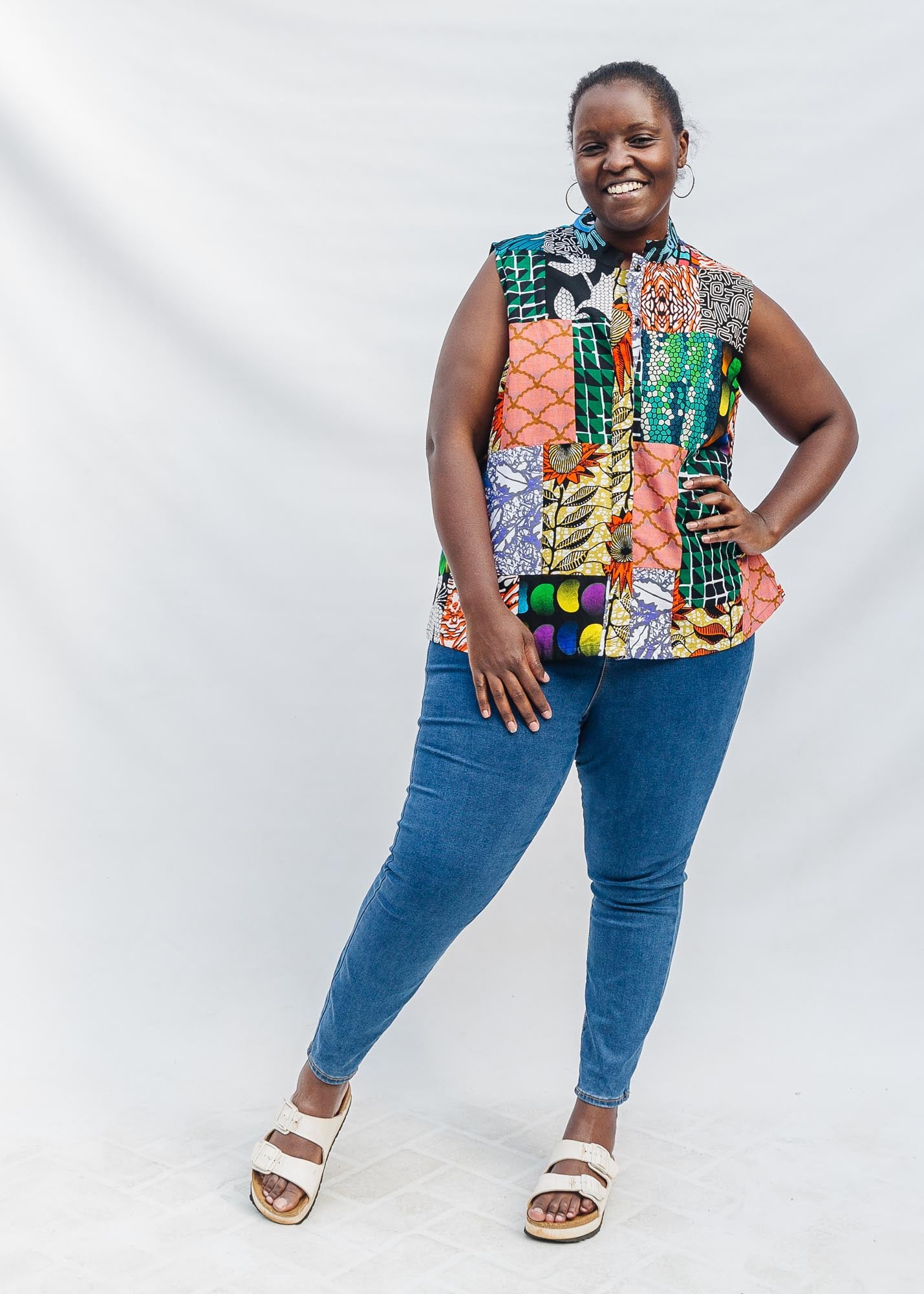 Patchwork Sleeveless Shirt – Zuri