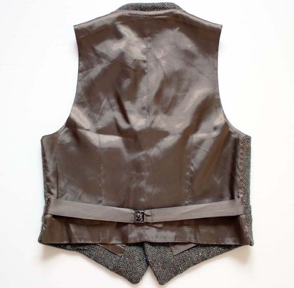 80s ラルフローレン シンチバック ヘリンボーン ツイード ウールベスト