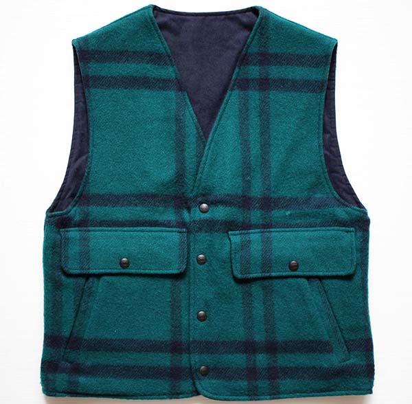 80s USA製 Woolrichウールリッチ リバーシブル ウールベスト M