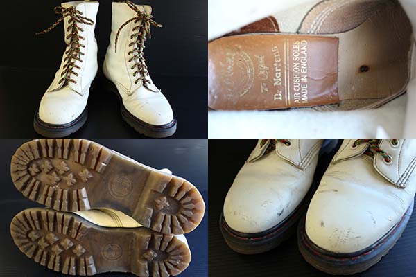 80s 英国製 DR.MARTENSドクターマーチン 10ホールブーツ 白 UK8