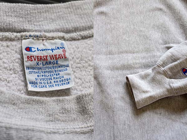 90s USA製 Championチャンピオン 無地 目無し リバースウィーブ