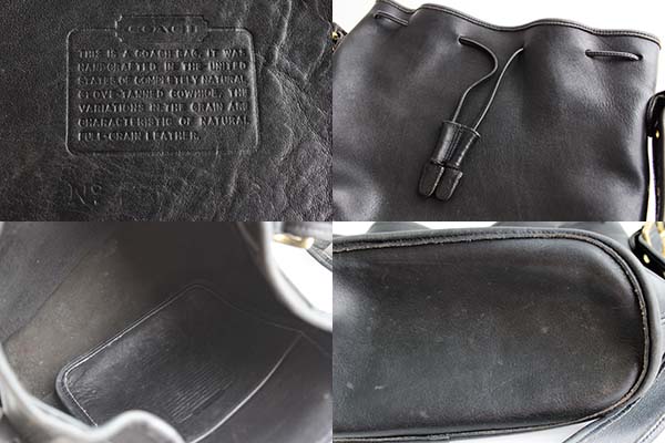 USA製 COACH オールド コーチ 巾着 レザー ショルダーバッグ 黒