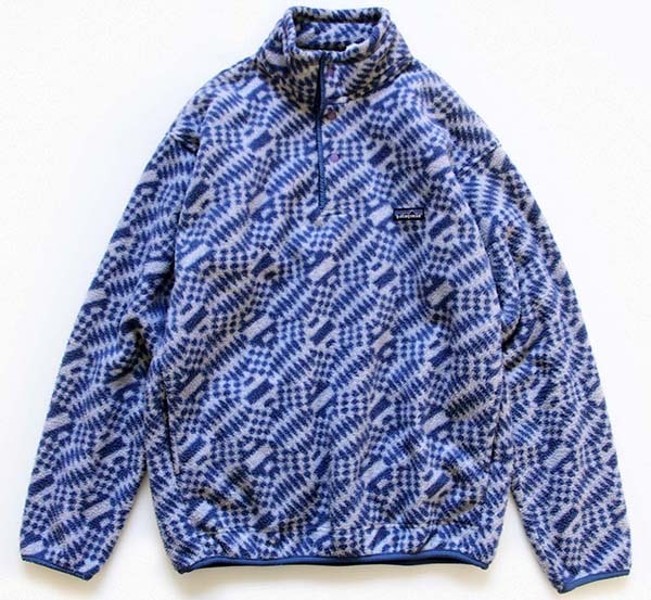 90s USA製 patagoniaパタゴニア 総柄 シンチラ フリース スナップT M