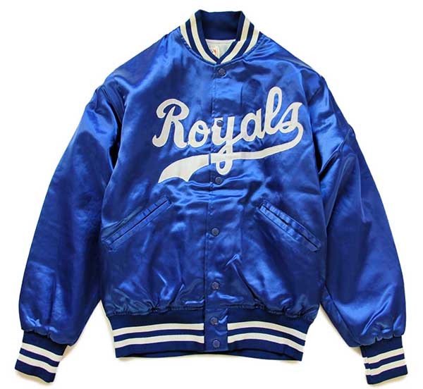 80s USA製 Felco MLB Royals パッチ付き ナイロンスタジャン 青