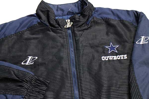 NFL 中綿ジャケット 刺繍ロゴ COWBOYS 裏地キルティング 青 白 M NFL