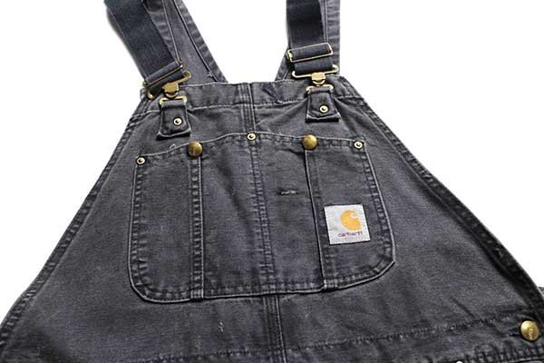 80s USA製 carharttカーハート ダック地 ダブルニー オーバーオール 黒
