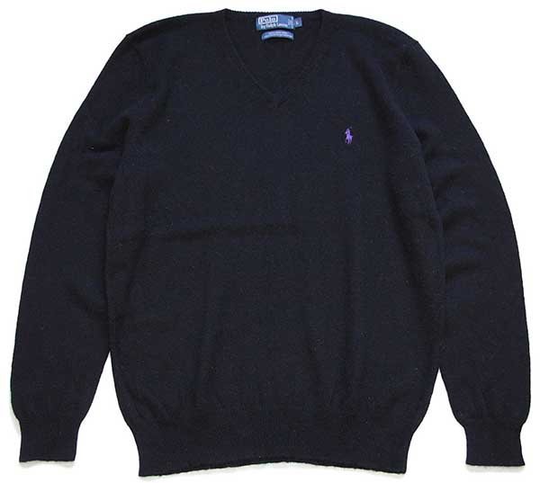 ポロ ラルフローレン ワンポイント Vネック ラムウールニット セーター