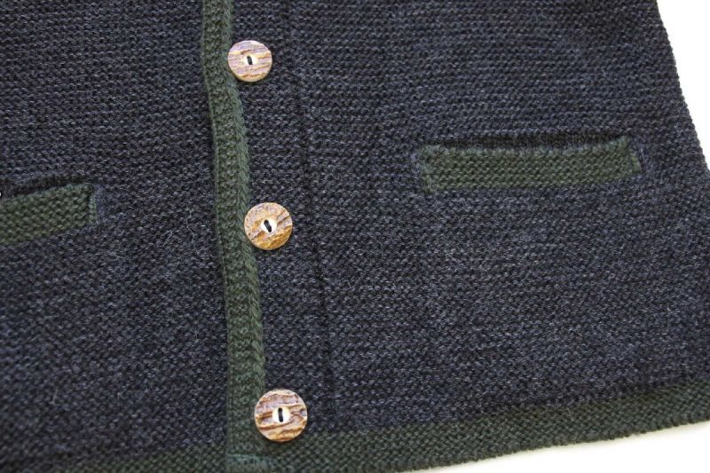 EU製 St.Peter Trachten 鹿角ボタン ノーカラー チロリアン ウール