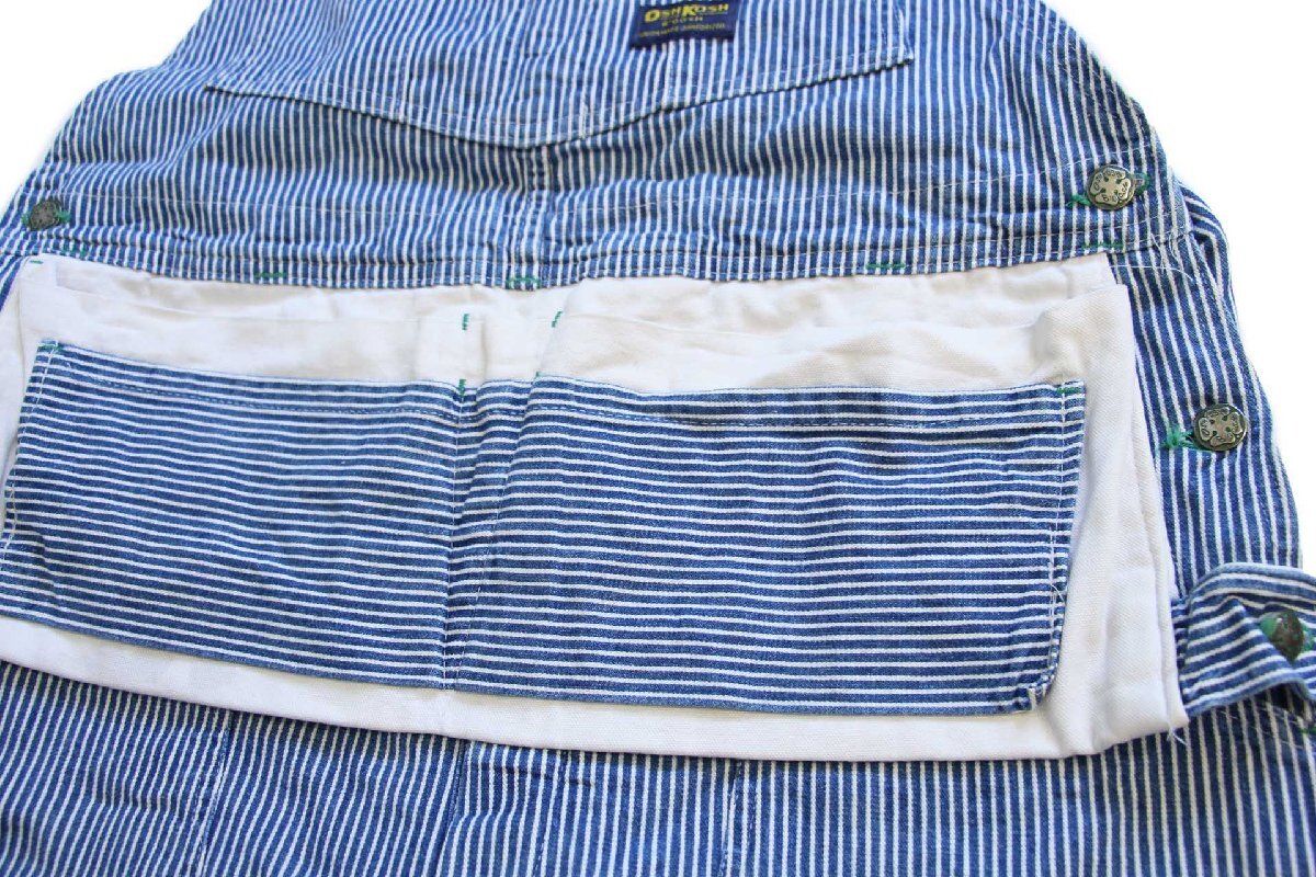 80s USA製 OSHKOSH B'GOSH エプロン付き ダブルニー ヒッコリー
