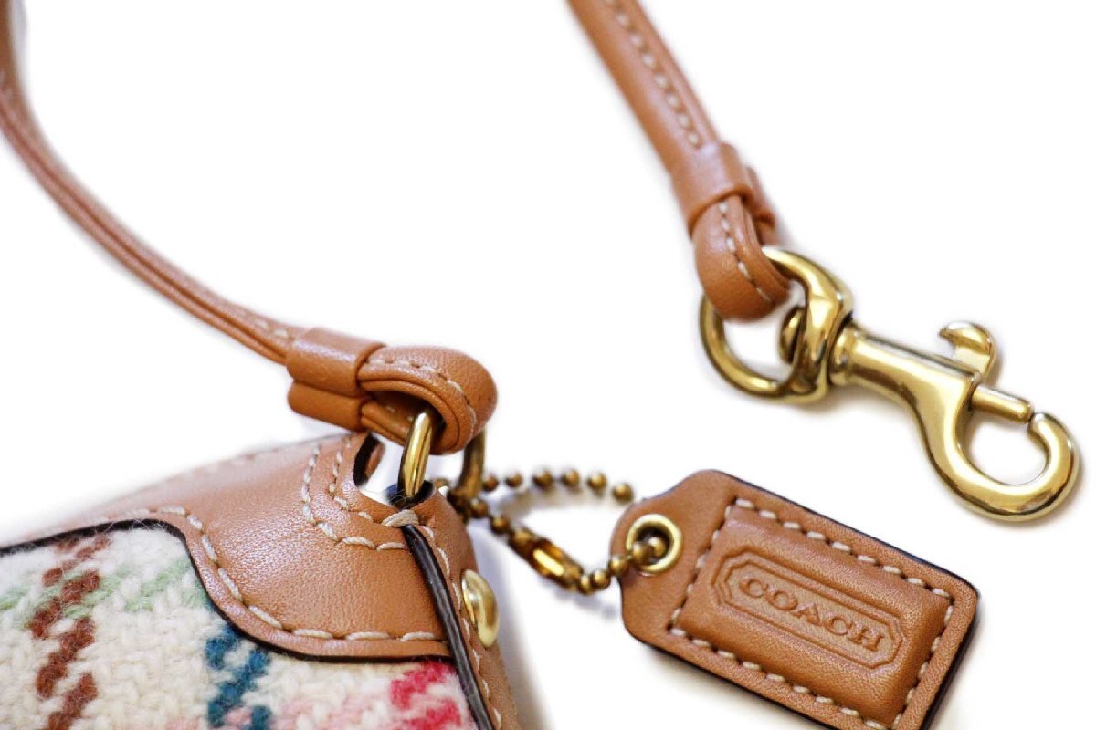 00s COACH オールド コーチ チェック ツイード ウール×レザー 切り替え