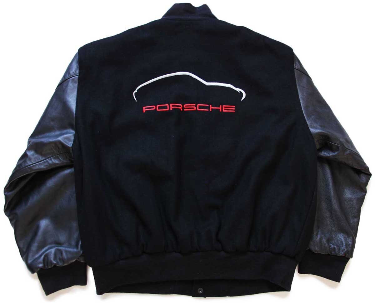 00s USA製 PORSCHE ポルシェ ロゴ刺繍 キルティングライナー メルトン
