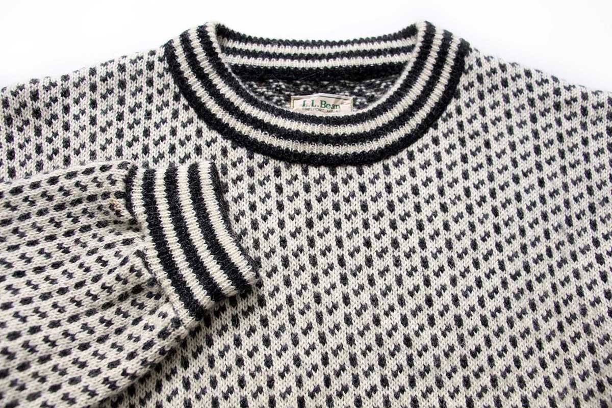 80s ノルウェー製 L.L.Bean ノルウェージャン バーズアイ ウールニット