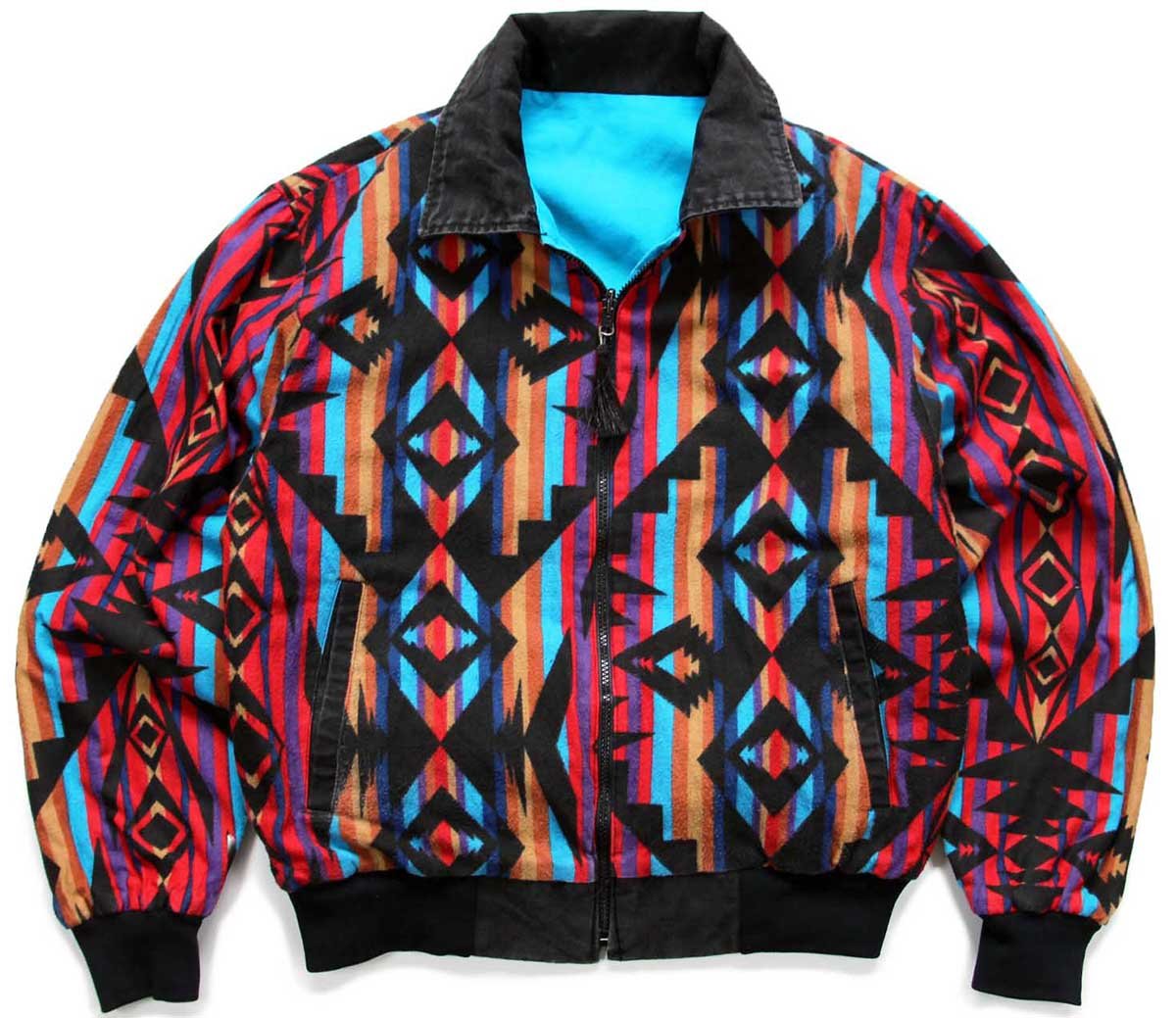 90s USA製 Rode Walker ネイティブ柄 シャモア×ダック地 リバーシブル