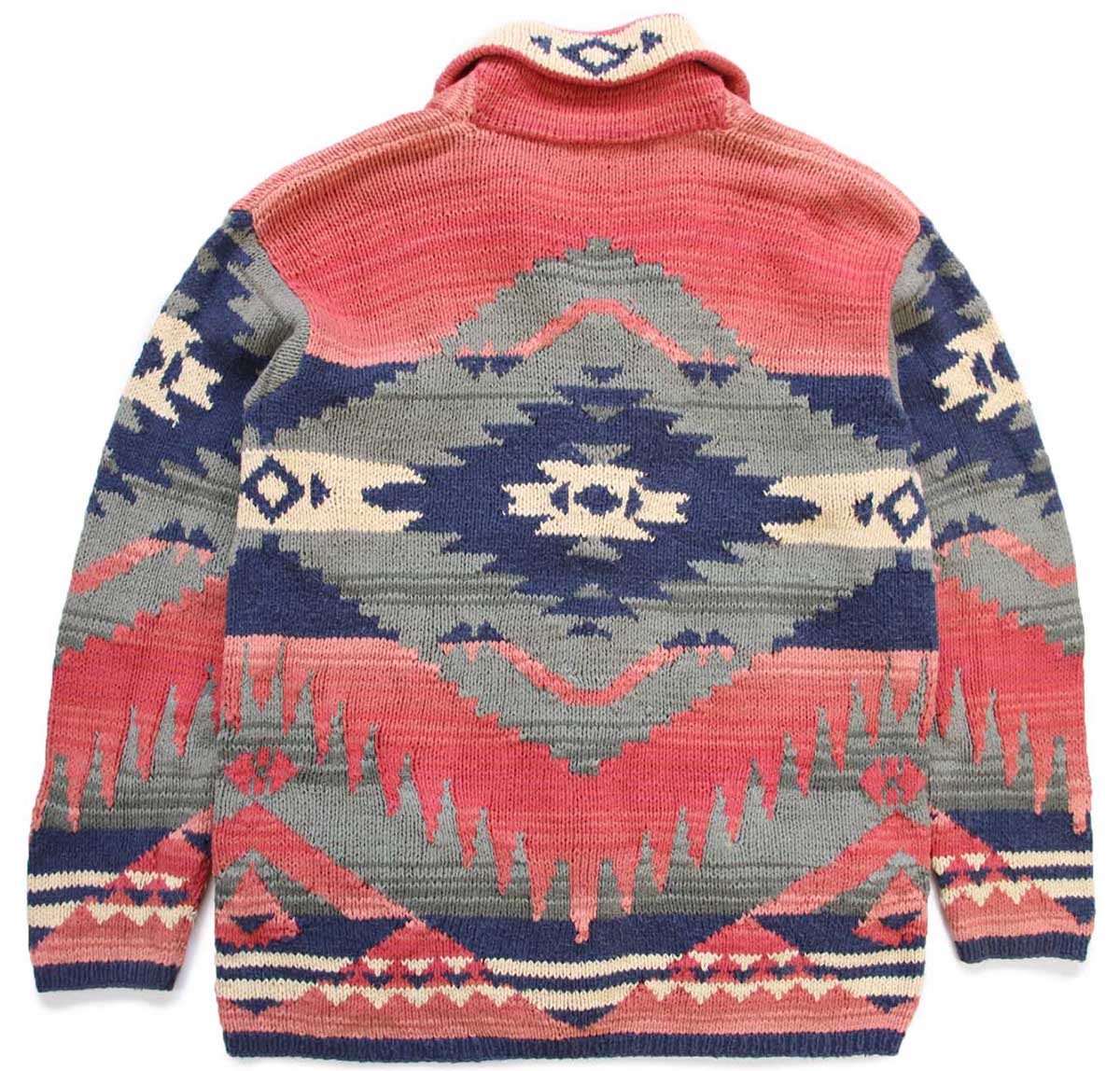 00s LAUREN ラルフローレン ネイティブ柄 ショールカラー コンチョ