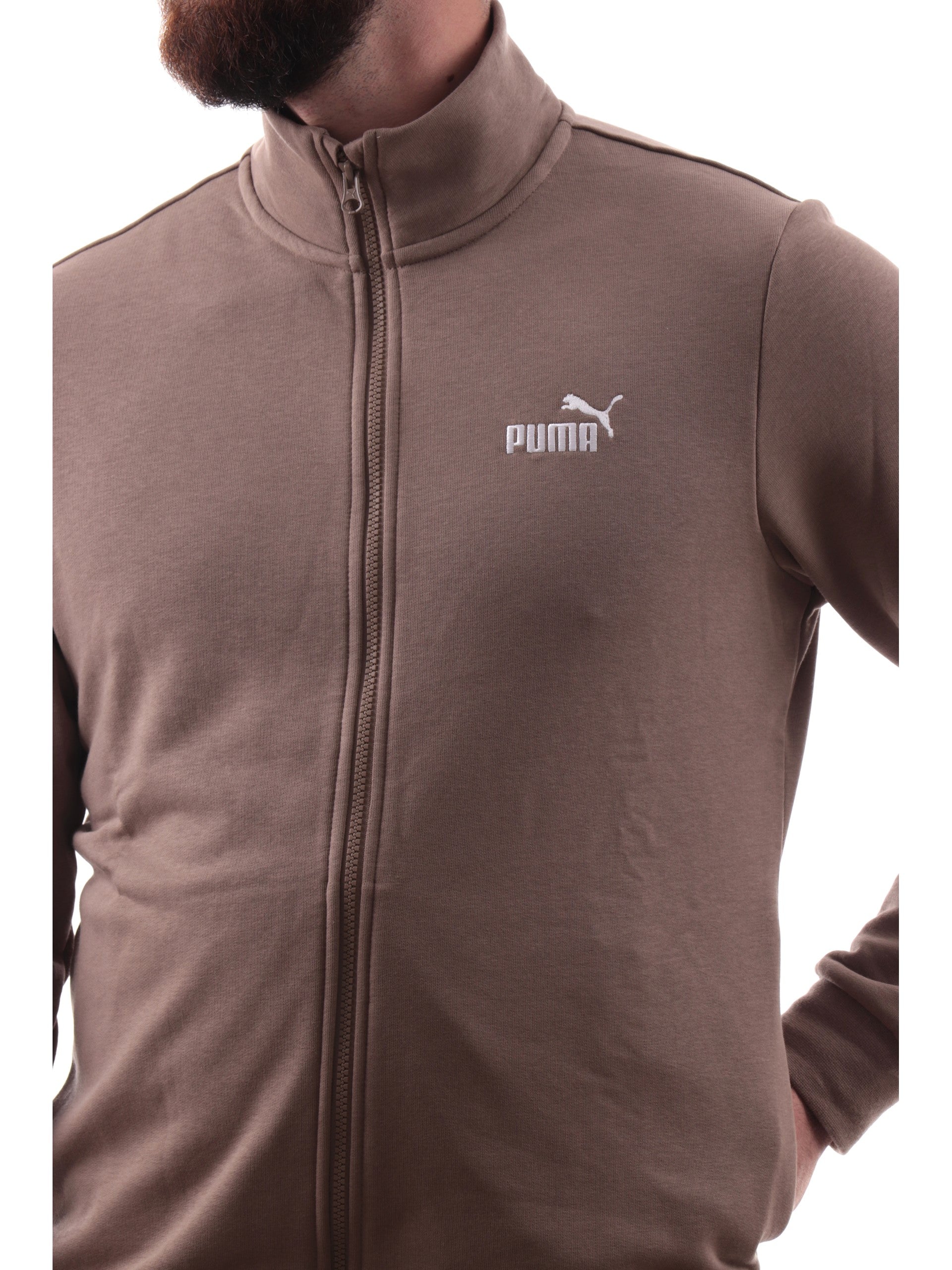 Tuta completa Puma marrone e nera da uomo full zip Ess 684848 – Sir126