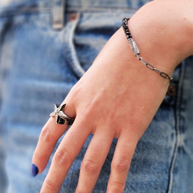 BLACK SPINEL&CHAIN BRACELET(6SU0396)｜SJX公式ONLINE STORE