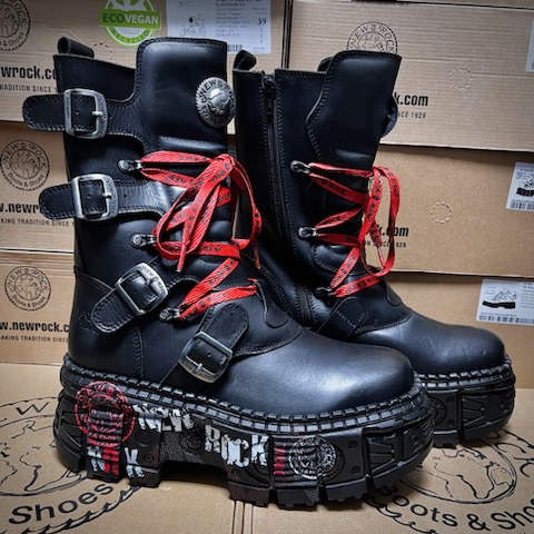 取り寄せ]M-WALL028B-C1 / ロゴプリント / 厚底ブーツ / 本革【NEW