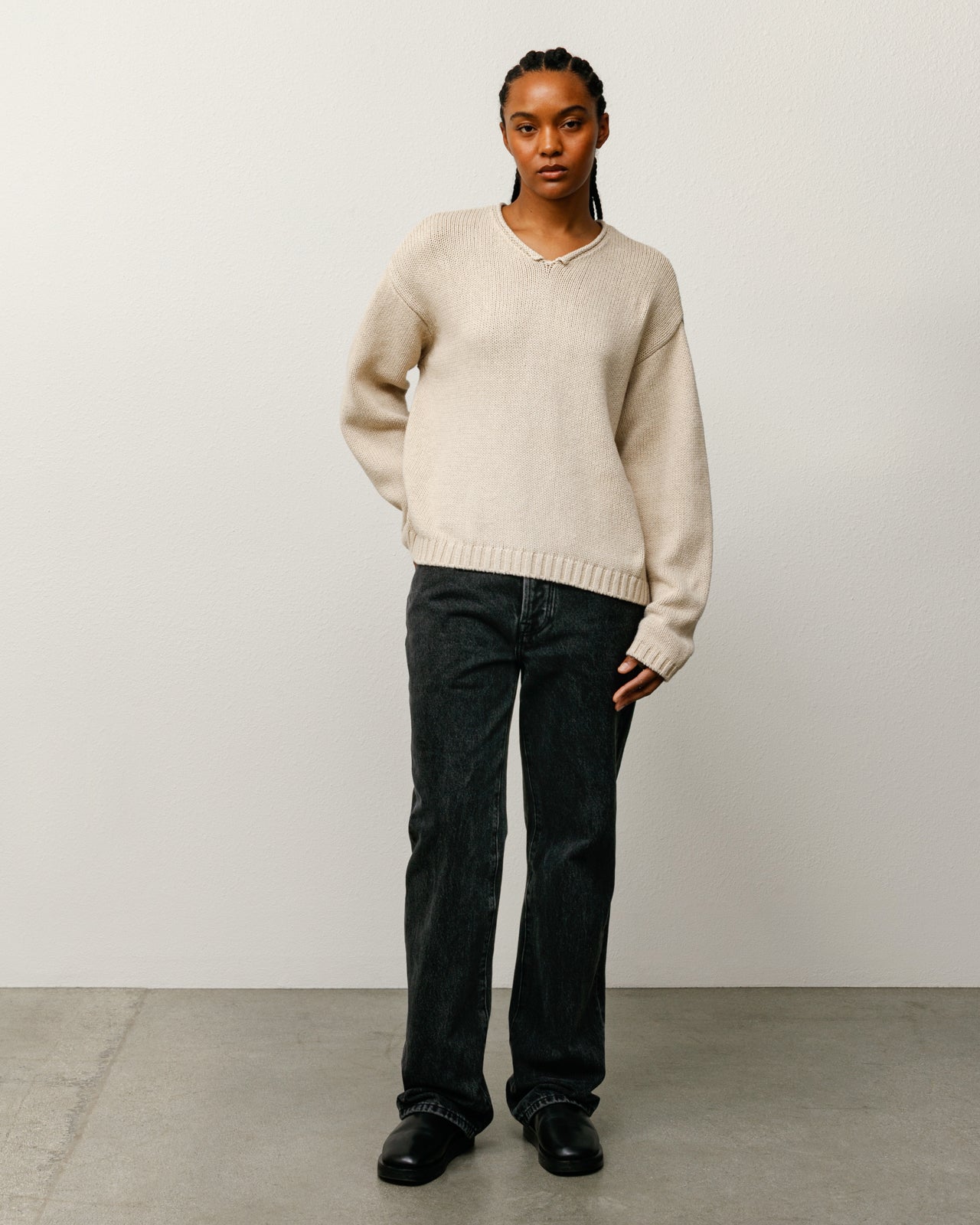 Roll V Neck Sweater – Oatmeal | Tops & Knits | Stüssy
