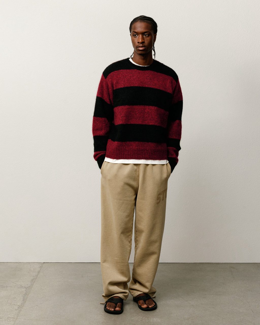 Stussy Mohair Stripe Sweater Red LRBV29467 Harga - Stüssy Indonesia